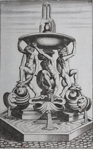 Georg Andreas Böckler. Fountain on the Piazza del Mattei in Rome. Engraving  #94. 1663