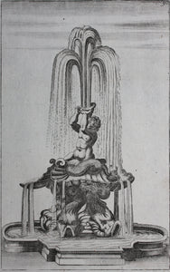 Georg Andreas Bockler. Fountain Triton in Piazza Barberini in Rome. Engraving #97. 1664.