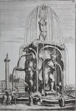 Load image into Gallery viewer, Georg Andreas Bockler. Fountain in Rome next to the Column of Marcus Aurelius. #99. 1664.
