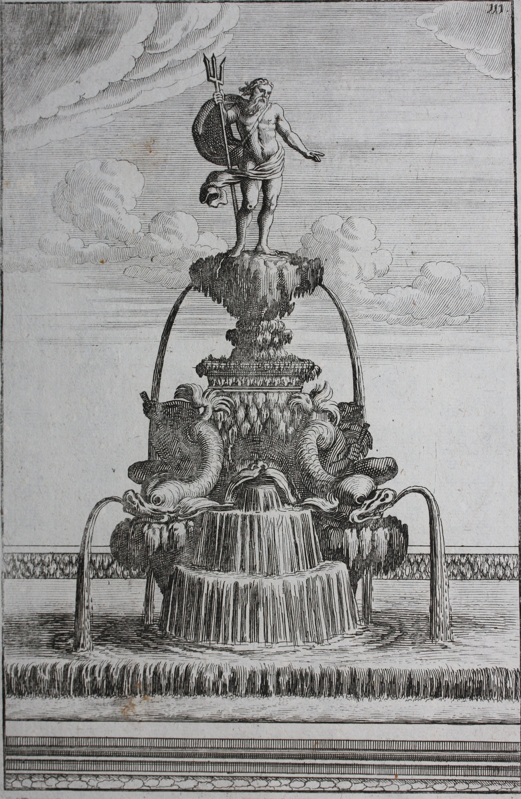 Georg Andreas Bockler.  Fountain Neptune. Engraving #111. 1664.