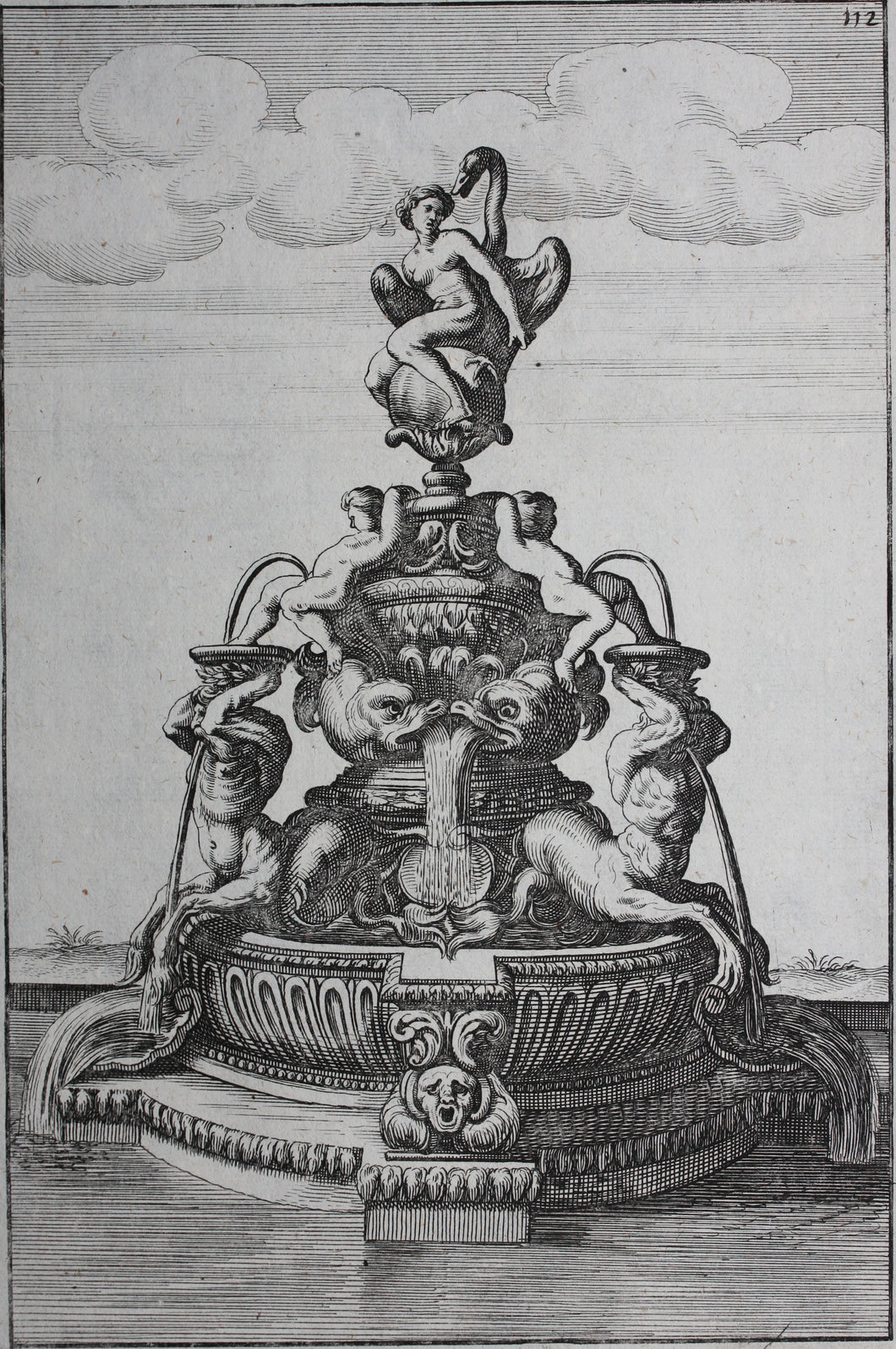 Georg Andreas Bockler. Fountain Leda. Engraving #112. 1664.