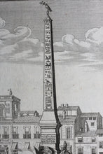 Load image into Gallery viewer, Georg Andreas Bockler. Four rivers fountain with Egyptian column on the Piazza Navona in Rome. Engraving #108. 1664.
