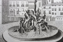 Load image into Gallery viewer, Georg Andreas Bockler. Four rivers fountain with Egyptian column on the Piazza Navona in Rome. Engraving #108. 1664.
