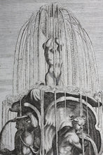 Load image into Gallery viewer, Georg Andreas Bockler. Fountain in Rome next to the Column of Marcus Aurelius. #99. 1664.

