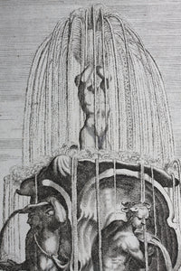 Georg Andreas Bockler. Fountain in Rome next to the Column of Marcus Aurelius. #99. 1664.