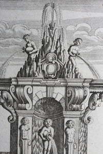Georg Andreas Bockler. Fountain, designed and manufactured by Johann Maggio. Engraving #98. 1664.