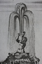 Load image into Gallery viewer, Georg Andreas Bockler. Fountain Triton in Piazza Barberini in Rome. Engraving #97. 1664.
