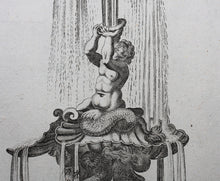 Load image into Gallery viewer, Georg Andreas Bockler. Fountain Triton in Piazza Barberini in Rome. Engraving #97. 1664.

