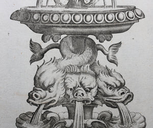 Georg Andreas Bockler. Fountain, designed and manufactured by Johann Maggio. Engraving #96. 1664.