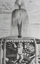 Load image into Gallery viewer, Georg Andreas Bockler. Fountain in the garden of the Palazzo del Principe Pamphilo in San Pancracio. Engraving #95. 1664.
