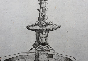 Georg Andreas Bockler. Fountain in Salzburg. Engraving #85. 1664.