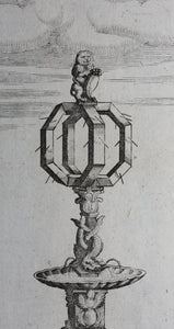 Georg Andreas Bockler. Fountain in Salzburg. Engraving #85. 1664.