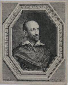 Sir Anthony van Dyck, after. Portrait of Cardinal Guido Bentivoglio. Engraved by Jean Morin. 1645.