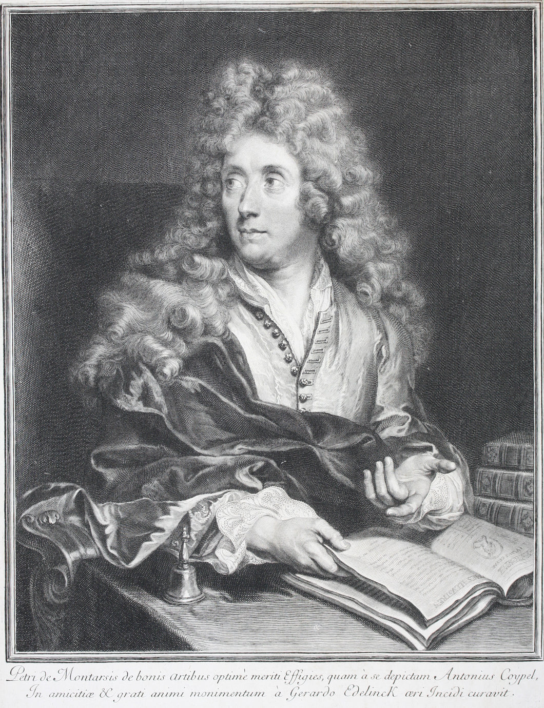 Charles-Antoine Coypel, after. Pierre de Montarsis. Engraved by Gérard Edelinck. 1695.