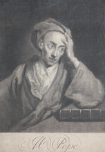 Load image into Gallery viewer, Gottfried Kneller, after. Portrait of Mr. Pope. Mezzotint by George White. 1732.
