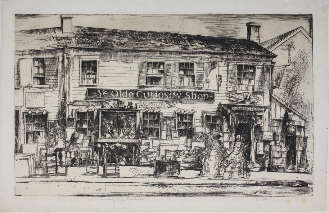 Earl Horter. Curiosity shop. Nantucket. Etching. 1920th.