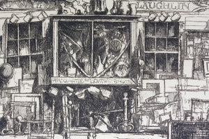 Earl Horter. Curiosity shop. Nantucket. Etching. 1920th.
