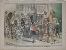 Load image into Gallery viewer, James Albert Wales. The newly elected board of aldermen of the metropolis. Political cartoon. Color lithograph. 1879.

