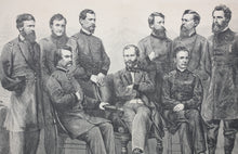 Load image into Gallery viewer, Photography Brady, Washington, D. C., after. Sherman and his generals. Wood engraving. 1865.
