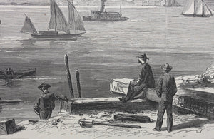 Photography Schreiber & Son, after. The Philadelphia and Baltimore railroad bridge[...] Wood engraving. 1866.