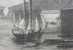 Photography Schreiber & Son, after. The Philadelphia and Baltimore railroad bridge[...] Wood engraving. 1866.