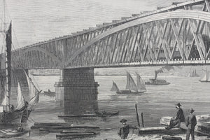 Photography Schreiber & Son, after. The Philadelphia and Baltimore railroad bridge[...] Wood engraving. 1866.