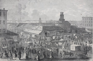 Stanley Fox, after. Washington Market, New York City. Wood engraving. 1866.