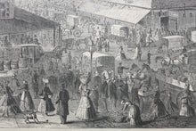 Load image into Gallery viewer, Stanley Fox, after. Washington Market, New York City. Wood engraving. 1866.
