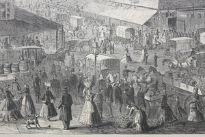 Stanley Fox, after. Washington Market, New York City. Wood engraving. 1866.