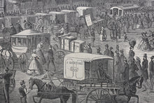 Load image into Gallery viewer, Stanley Fox, after. Washington Market, New York City. Wood engraving. 1866.
