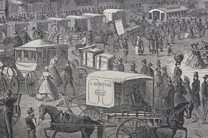 Stanley Fox, after. Washington Market, New York City. Wood engraving. 1866.