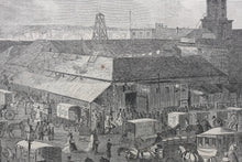 Load image into Gallery viewer, Stanley Fox, after. Washington Market, New York City. Wood engraving. 1866.
