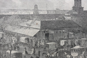 Stanley Fox, after. Washington Market, New York City. Wood engraving. 1866.