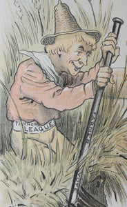 Bernhard Gillam. That wicked little farmer boy. Political cartoon. Color lithograph. 1890.