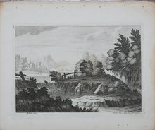 Load image into Gallery viewer, Jean Baptiste Claude Chatelain, attributed to, after. Landscape with waterfall. Engraved by R.Roberts. Mid.-18th Century.
