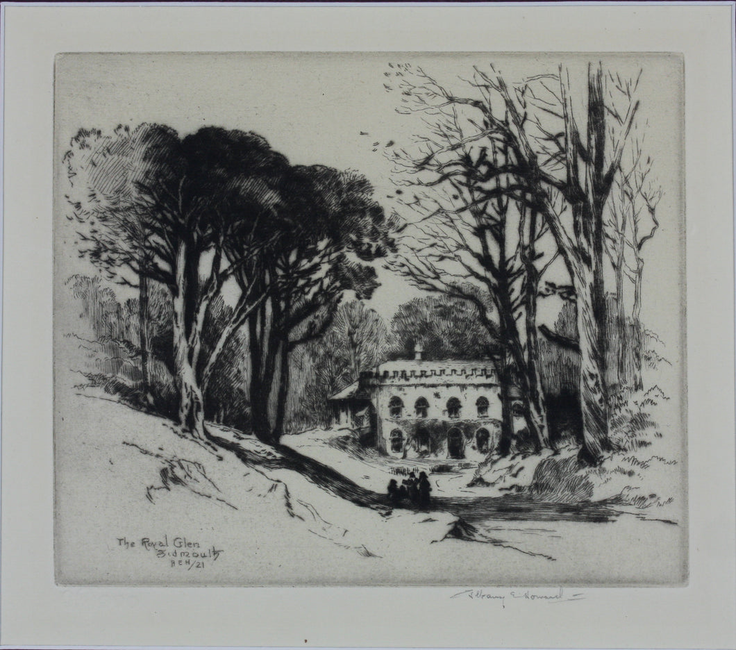 Albany E. Howarth. The Royal Glen, Sidmouth. Etching. 1921.