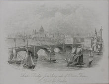 Load image into Gallery viewer, Joseph Thomas Wood, publisher. London Bridge from Surry side of River Thames. Enamel card. Circa 1851.
