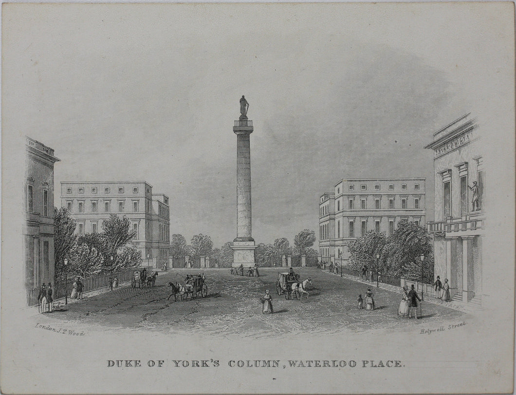 Joseph Thomas Wood, publisher. Duke of Yorks Column Waterloo Place. Enamel card. Circa 1851.