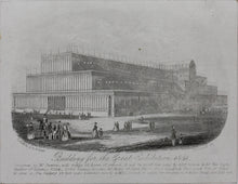 Load image into Gallery viewer, Joseph Thomas Wood. Building for the Great Exhibition 1851. Enamel card. Circa 1851.
