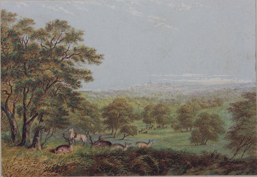 George Baxter. View from Windsor Forest. Baxter print. 1850.