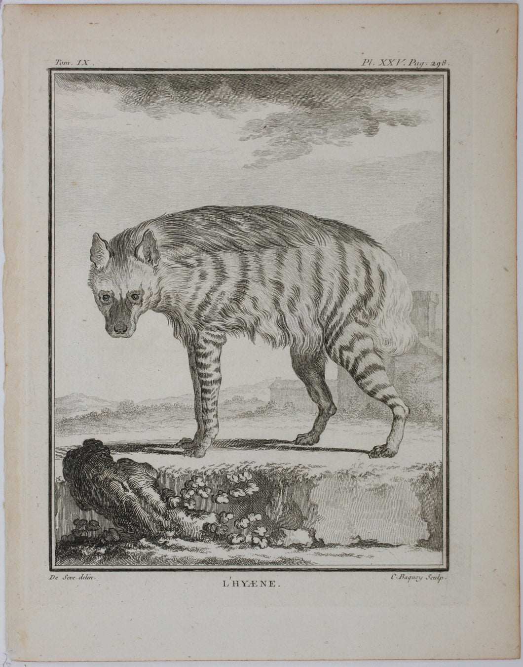 Jacques de Sève, after.  L'Hyaene. Engraved by Pierre Charles Baquoy. 1761.