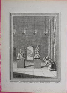 Idoles du Tibet tirees de Grueber. Engraving by Jacques-Nicolas Tardieu. 1749.