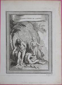 Cano, after. Differentes sortes de fakirs. Engraving. 1752.