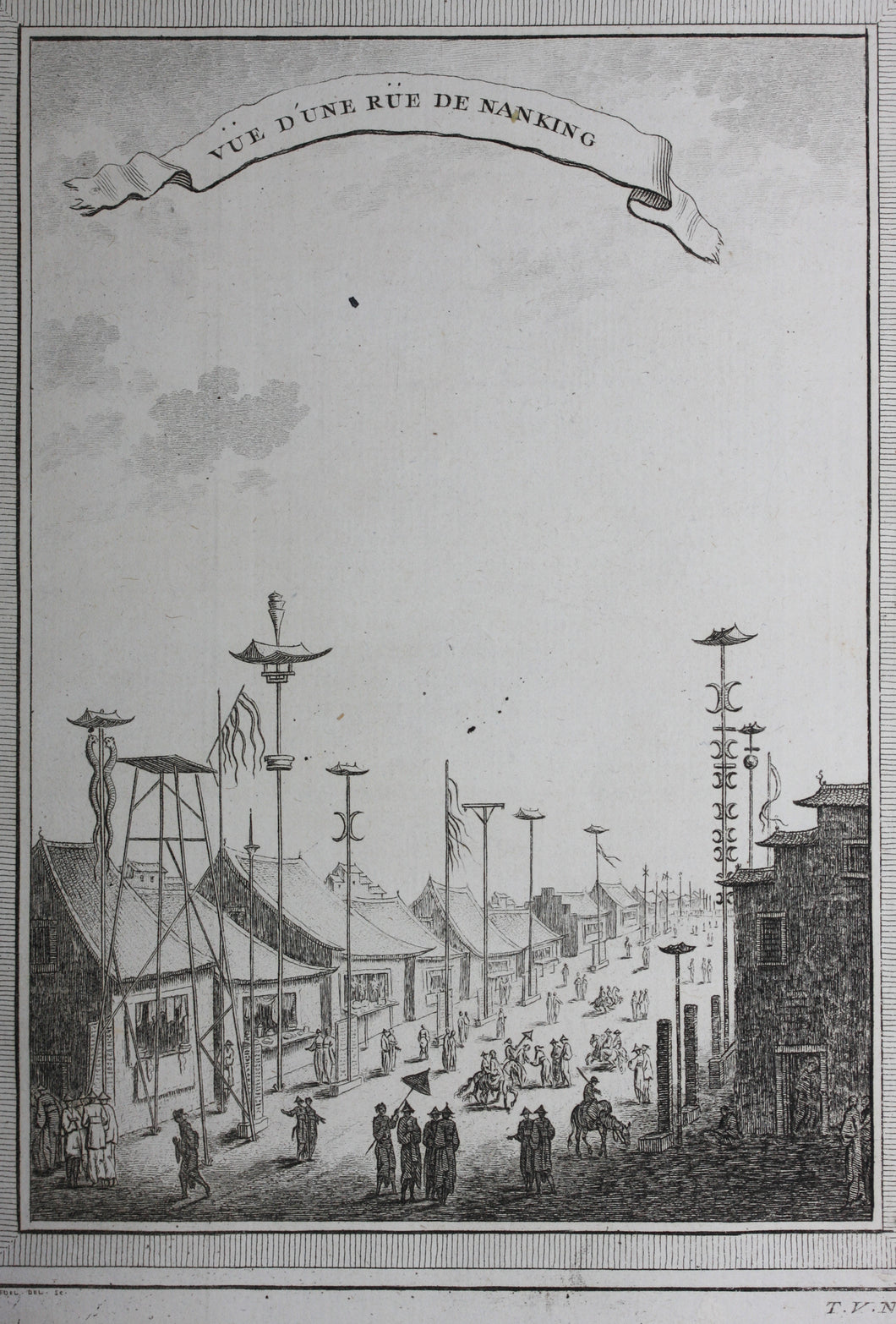 Pierre-Quentin Chedel. Vue D'Une Rue De Nanking. Engraving. 1748.