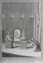 Load image into Gallery viewer, Idoles du Tibet tirees de Grueber. Engraving by Jacques-Nicolas Tardieu. 1749.
