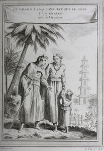 Le Grand Lama consulté sur le Sort d'un Enfant tiré de Grueber. Engraved by Nicolas Dauphin de Beauvais. 1749.
