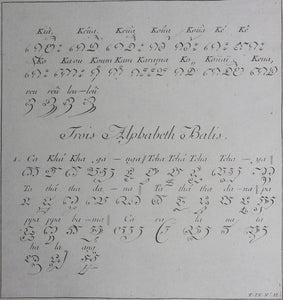 Trois Alphabeth Siamois & Trois Alphabeth Balis. Set of three engravings 1751.