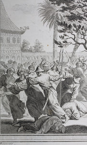 Johan Nieuhof, after. Mort du dernier Empereur Chinois de la Race de Ming en 1644. Engraved by Nicolas Dauphin de Beauvais. 1749.