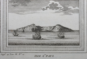 Isle d'Amsterdam. Isle St. Paul. Engraving. 1761.