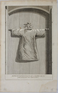 Augustin Calmet. Representation exact de la robbe de N.S. garde précieusement dans l'Église de Trèves. Engraving. 1728.